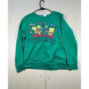 Nickelodeon Sweatshirt Womens L Green Graphic Print Teenage Mutant Ninja Turtles